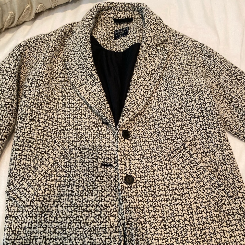 Abercrombie and Fitch tweed coat black and cream